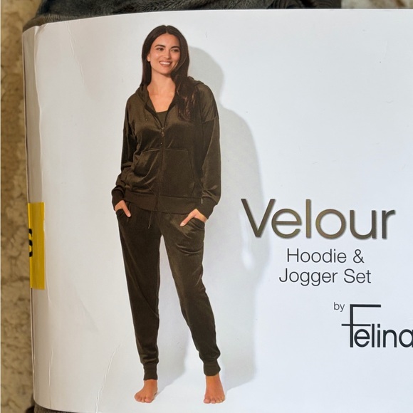 Felina Pants - NEW Felina Olive Velour Hoodie & Jogger Set S